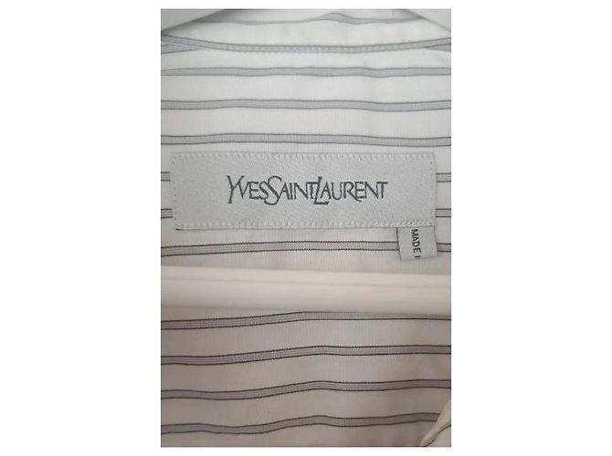 Yves Saint Laurent Gestreiftes Hemdblusenkleid Weiß Grau - Ansicht 4