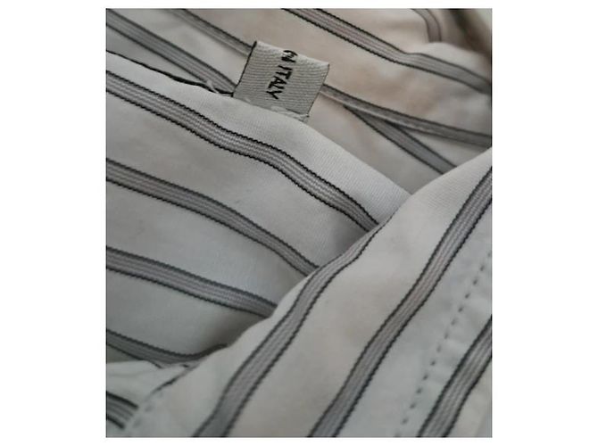Yves Saint Laurent Gestreiftes Hemdblusenkleid Weiß Grau - Ansicht 9