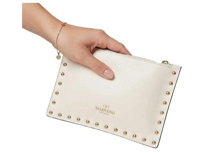 Valentino Garavani Pochette Rockstud Bianco - vista 2
