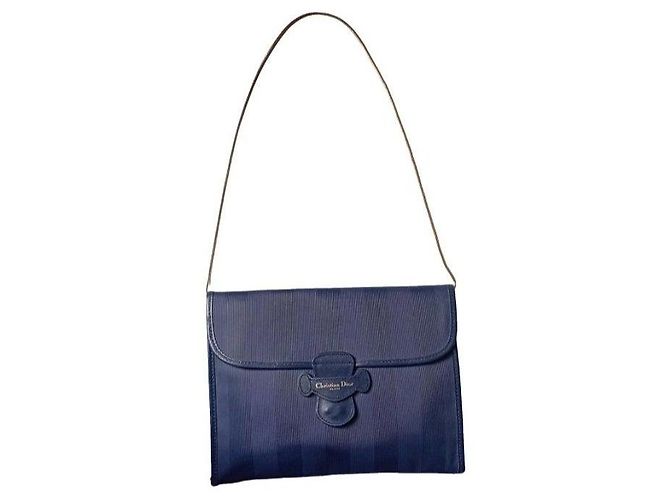 Christian Dior Clutch a Righe Blu Navy Blu scuro - vista 2