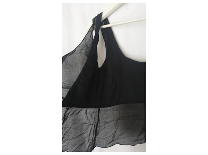 Prada Linea Rossa Top in Garza di Cotone Nero - vista 5