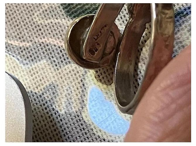 Autre Marque Anello regolabile fatto a mano in argento 925 con pietra blu e verde D'oro - vista 2