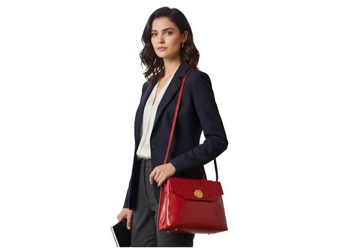 Yves Saint Laurent Borsa Satchel in pelle rossa Rosso - vista 3