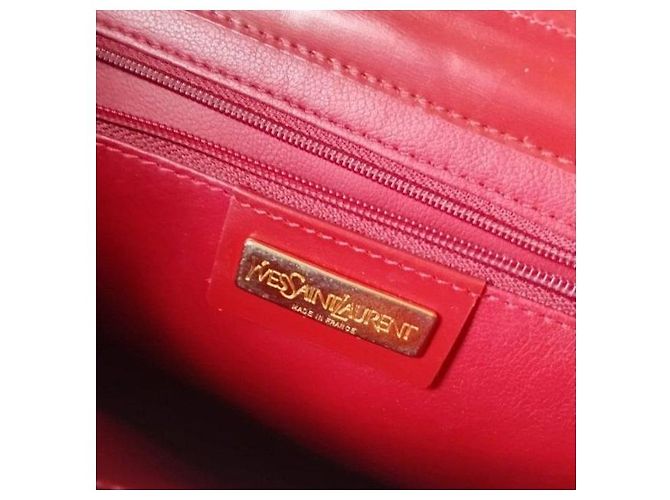 Yves Saint Laurent Borsa Satchel in pelle rossa Rosso - vista 4