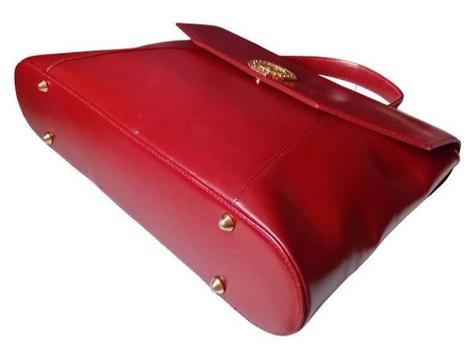 Yves Saint Laurent Borsa Satchel in pelle rossa Rosso - vista 7