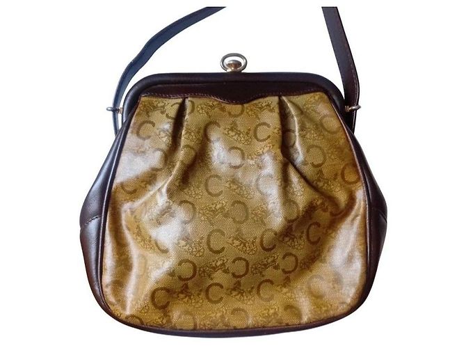 Céline Borsa a tracolla Celine Triomphe Monogram in tela Marrone Beige - vista 5