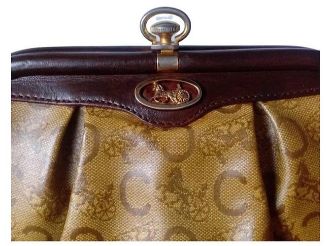 Céline Borsa a tracolla Celine Triomphe Monogram in tela Marrone Beige - vista 6