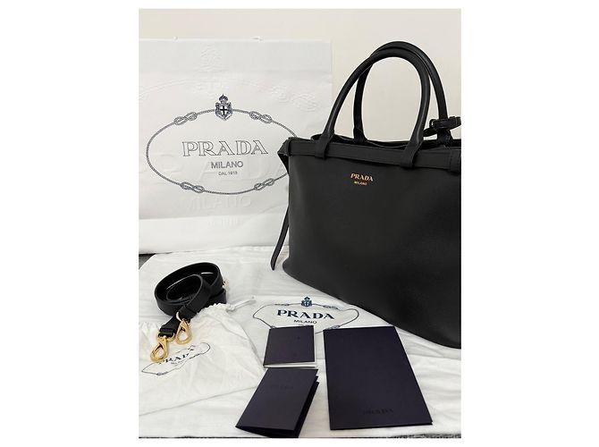 Prada Borsa Tote Saffiano Nera Nero - vista 10