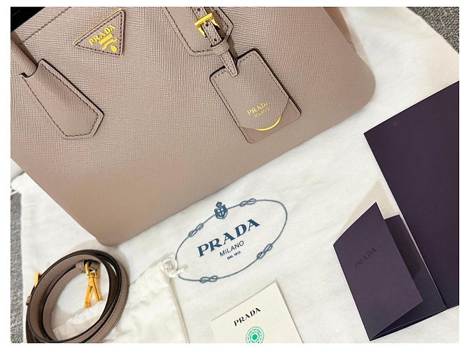 Borsa Prada Saffiano Lux Tote Beige - vista 13