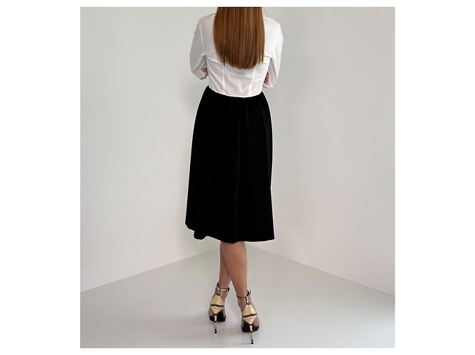 Autre Marque Vivetta Midi-Kleid mit Gesichtsbordüre IT 38 Schwarz Weiß - Ansicht 2