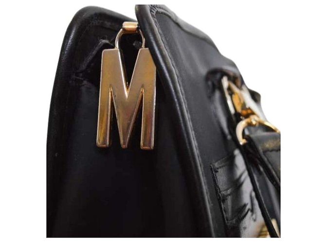 Borsa a mano Moschino in nylon nero e pelle con portamonete - vista 10