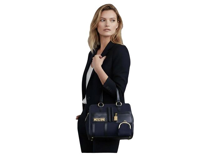Borsa a mano Moschino in nylon nero e pelle con portamonete - vista 2