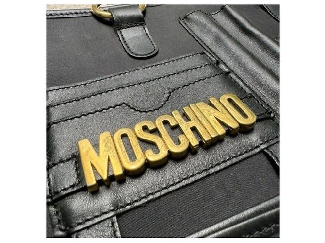 Borsa a mano Moschino in nylon nero e pelle con portamonete - vista 7