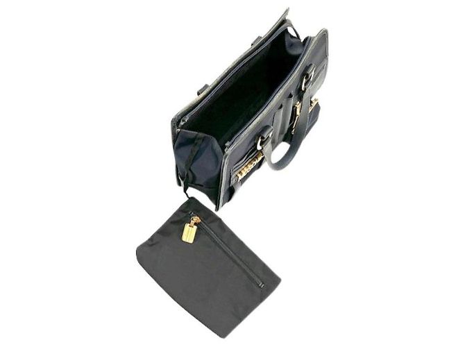 Borsa a mano Moschino in nylon nero e pelle con portamonete - vista 9