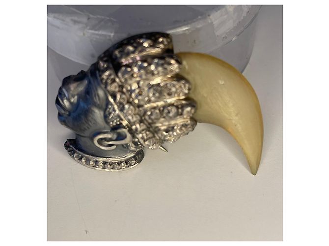 Autre Marque Broche Antigo estilo Moretto Cabeça de Mouro com Garra Prata Hardware prateado - vista 3