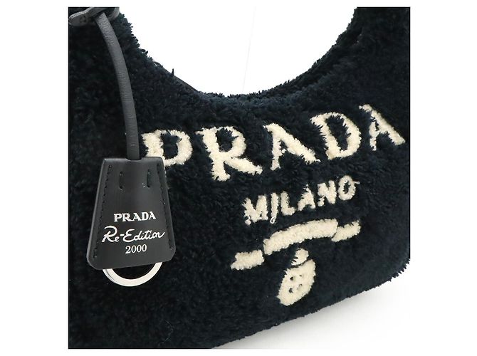 Borsa 2way in spugna Prada Re-Edition 2000 Nero - vista 7
