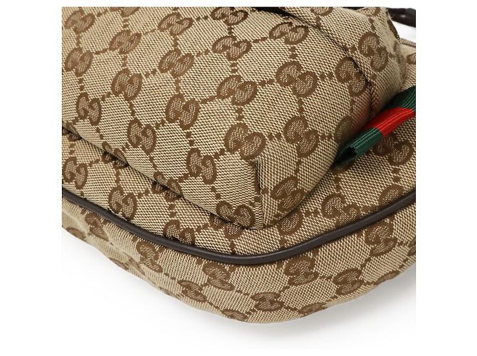 Borsa a Spalla Gucci GG Canvas Beige Marrone scuro - vista 3