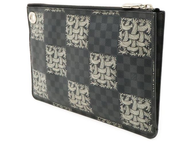 Pochette Jour PM Damier Graphite Louis Vuitton Clutch Nero Grigio - vista 2