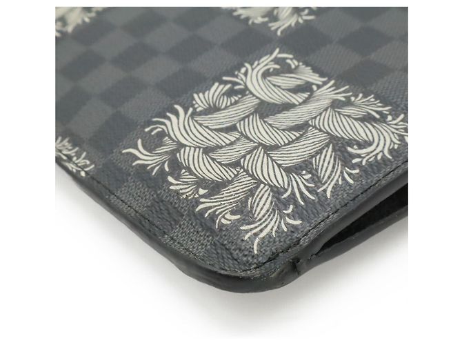 Pochette Jour PM Damier Graphite Louis Vuitton Clutch Nero Grigio - vista 3