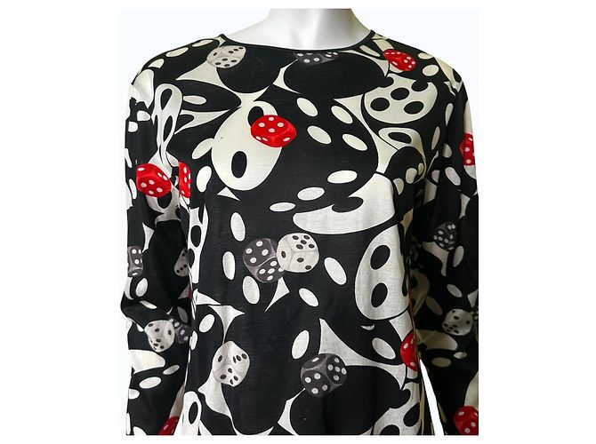 Escada by Margaretha Ley Top con Estampado de Dados Negro Blanco Roja Gris - vista 2