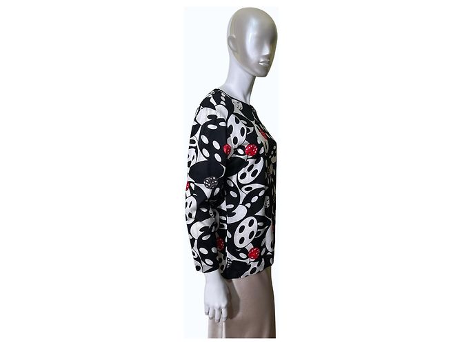 Escada by Margaretha Ley Top con Estampado de Dados Negro Blanco Roja Gris - vista 3