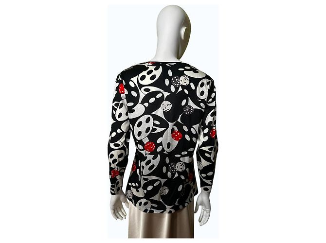 Escada by Margaretha Ley Top con Estampado de Dados Negro Blanco Roja Gris - vista 4