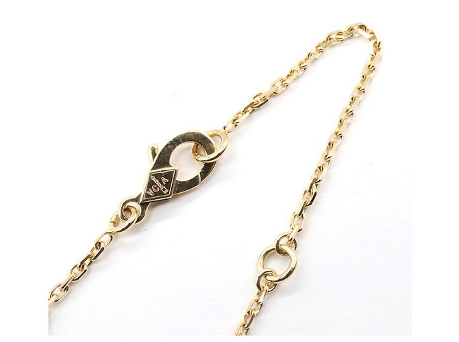 Collana Vintage Alhambra Van Cleef & Arpels in Au750 con Diamanti e Madreperla Gialla Giallo - vista 4