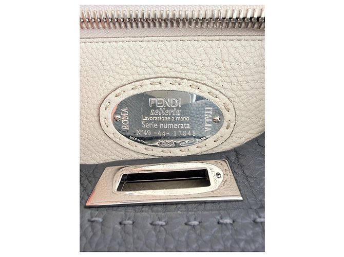 Fendi Peekaboo Regular Cuoio Roma Selleria Borsa Grigio antracite - vista 14