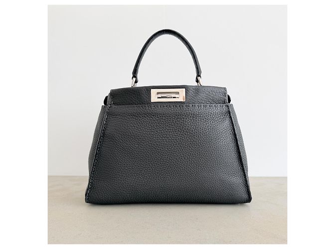 Fendi Peekaboo Regular Cuoio Roma Selleria Borsa Grigio antracite - vista 3