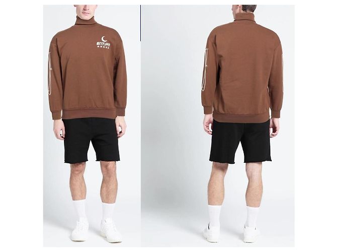 Autre Marque Enterprise Japan Rollkragen-Sweatshirt Braun - Space Print Karamell - Ansicht 2