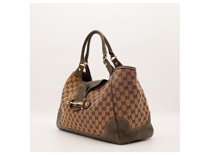 Gucci borsa a mano GG monogram monogrammata e pelle Marrone - vista 2