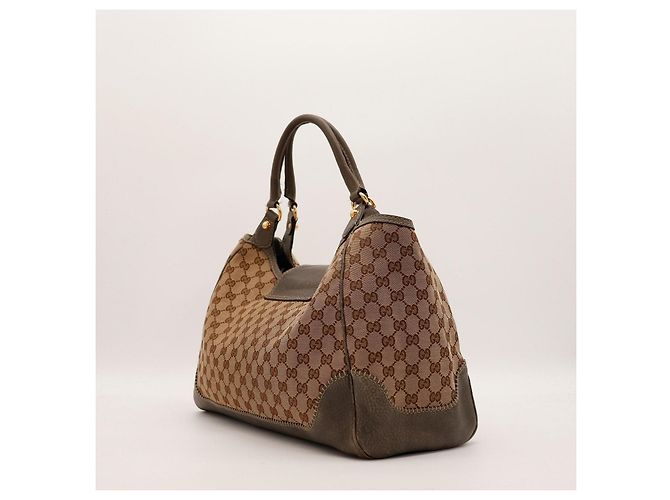 Gucci borsa a mano GG monogram monogrammata e pelle Marrone - vista 4