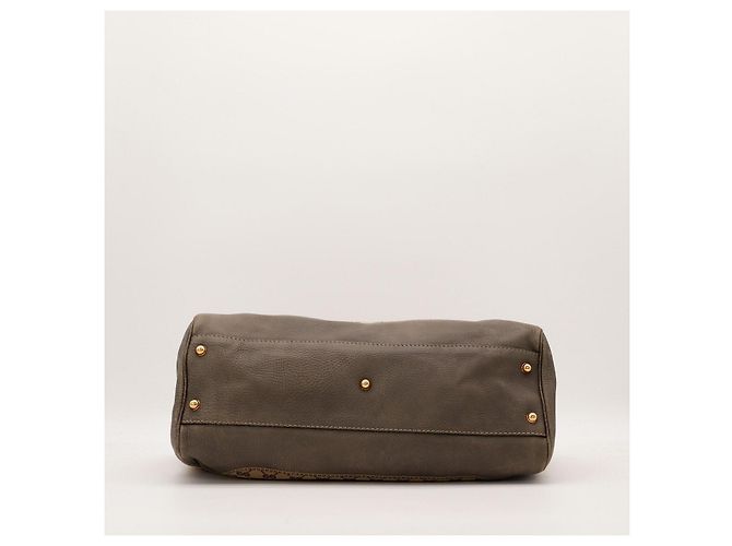 Gucci borsa a mano GG monogram monogrammata e pelle Marrone - vista 5