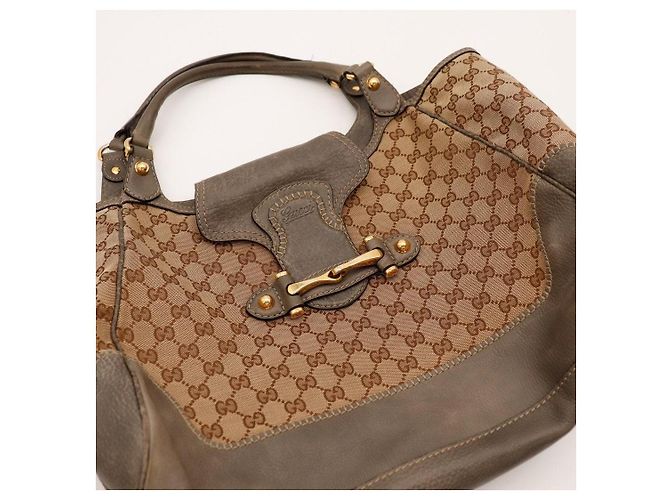 Gucci borsa a mano GG monogram monogrammata e pelle Marrone - vista 6