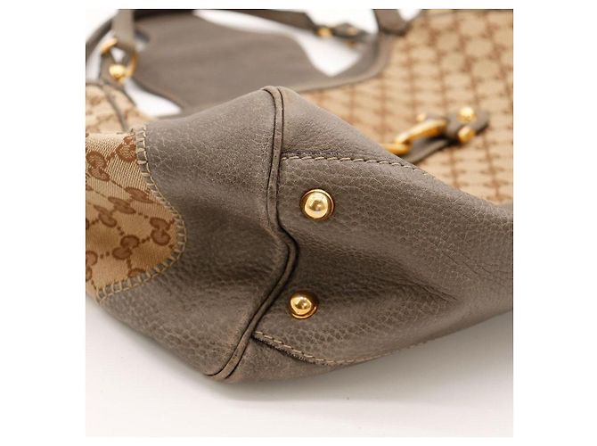 Gucci borsa a mano GG monogram monogrammata e pelle Marrone - vista 9