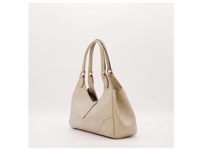 Gucci Borsa Jackie Hobo in Pelle Monogramma Beige - vista 4