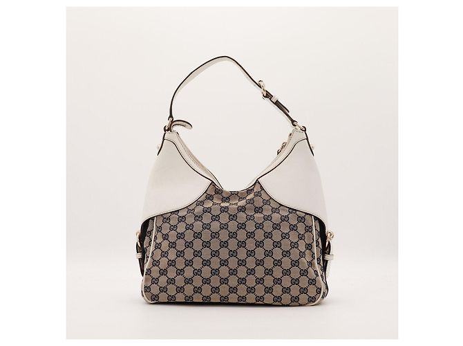 Gucci Borsa Hobo in tela GG monogrammata e pelle Bianco Rosso Beige Blu scuro - vista 3