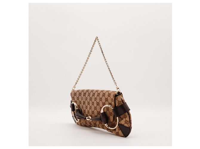 Gucci Borsa a tracolla Horsebit in tela monogramma Marrone - vista 2