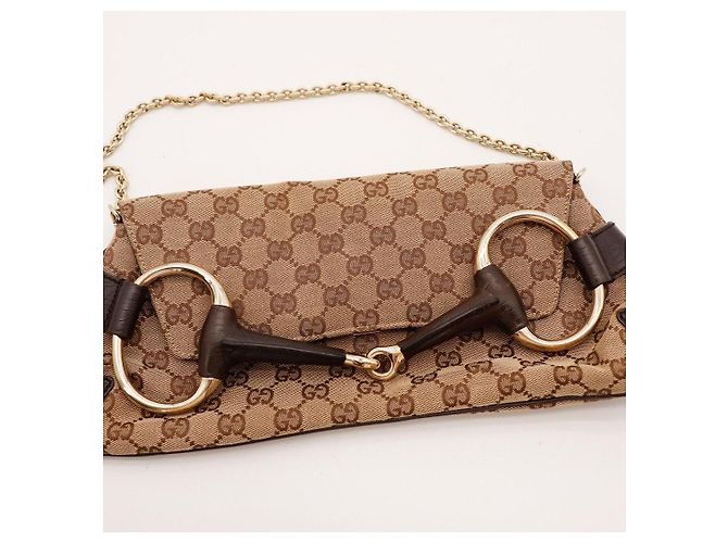 Gucci Borsa a tracolla Horsebit in tela monogramma Marrone - vista 6