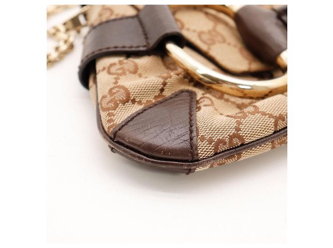 Gucci Borsa a tracolla Horsebit in tela monogramma Marrone - vista 8