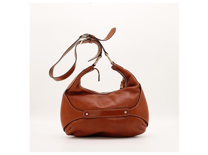 Gucci Borsa Hobo Bamboo e Morsetto in Pelle Marrone - vista 3