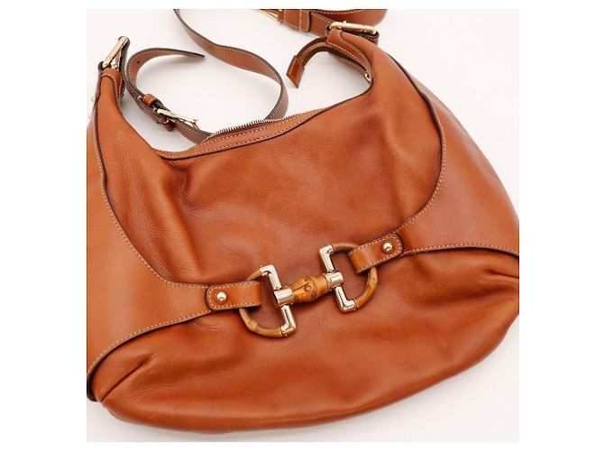 Gucci Borsa Hobo Bamboo e Morsetto in Pelle Marrone - vista 6