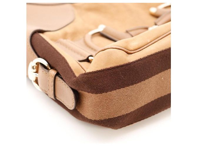 Gucci Borsa Hobo Horsebit in Pelle e Scamosciato Marrone - vista 8