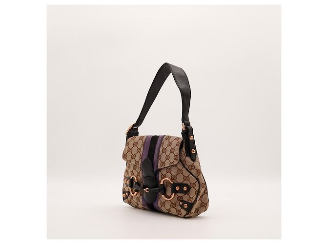 Gucci Borsa Hobo Abbey in tela monogram Marrone Nero Porpora - vista 2