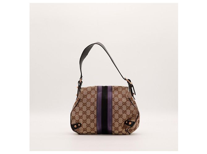 Gucci Borsa Hobo Abbey in tela monogram Marrone Nero Porpora - vista 3