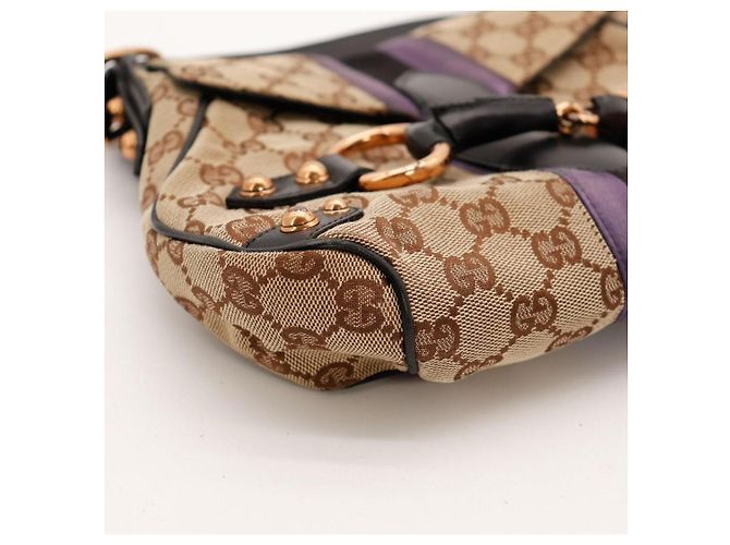Gucci Borsa Hobo Abbey in tela monogram Marrone Nero Porpora - vista 8