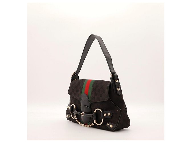 Gucci Borsa Hobo in Tela Monogram Horsebit Marrone Monogramma - vista 2