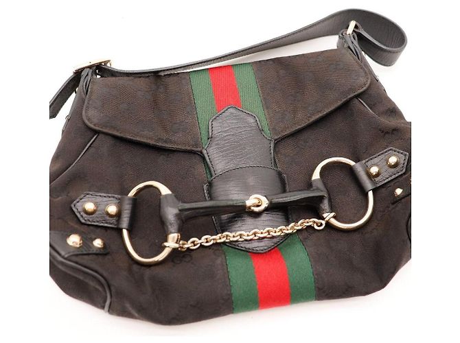 Gucci Borsa Hobo in Tela Monogram Horsebit Marrone Monogramma - vista 6