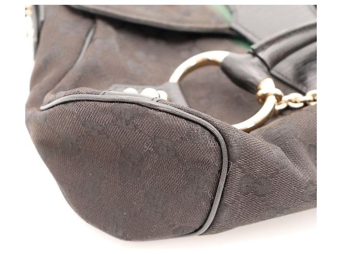 Gucci Borsa Hobo in Tela Monogram Horsebit Marrone Monogramma - vista 8