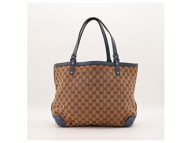 Gucci Borsa Tote in Tela Monogramma GG Marrone Blu - vista 3